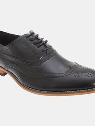 Mens 5 Eyelet Brogue Oxford Shoes - Black - Black