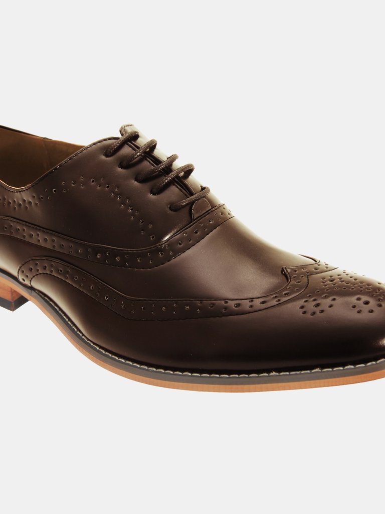 Mens 5 Eyelet Brogue Oxford Shoes - Brown - Brown