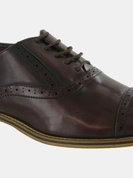 Mens Capped Lace Oxford Brogue Shoes - Brown