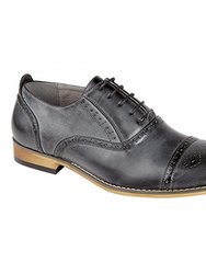 Mens Capped Lace Oxford Brogue Shoes - Gray - Gray