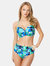 Gorgeous Womens/Ladies Bold Blooms Tummy Control Bikini Bottoms (Blue/White/Green)