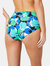 Gorgeous Womens/Ladies Bold Blooms Tummy Control Bikini Bottoms (Blue/White/Green)