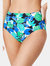 Gorgeous Womens/Ladies Bold Blooms Tummy Control Bikini Bottoms (Blue/White/Green) - Blue/White/Green