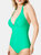 Gorgeous Womens/Ladies Plunge Plunge One Piece Bathing Suit (Bright Green)