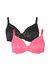 Womens/Ladies Daisy Lace Plunge Bra, Pack Of 2 - Raspberry/Black - Raspberry/Black