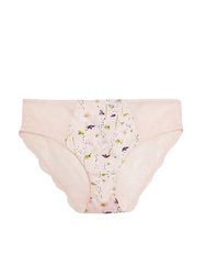 Womens/Ladies Floral Satin Midi Brief - Pale Pink