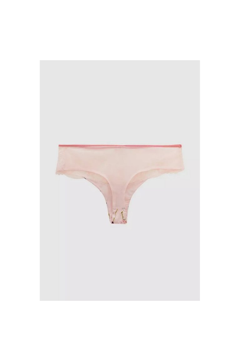 Womens/Ladies Floral Satin Thong