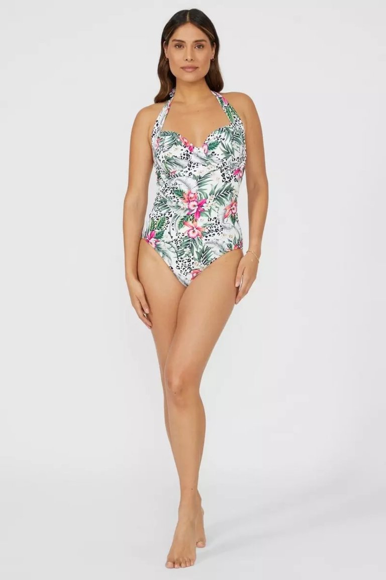 Womens/Ladies Jungle Underwired One Piece Bathing Suit - Multicolored