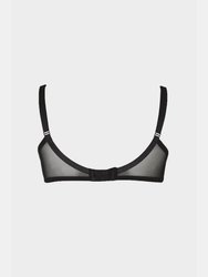 Womens/Ladies Spotted Embroidered Bra- Black