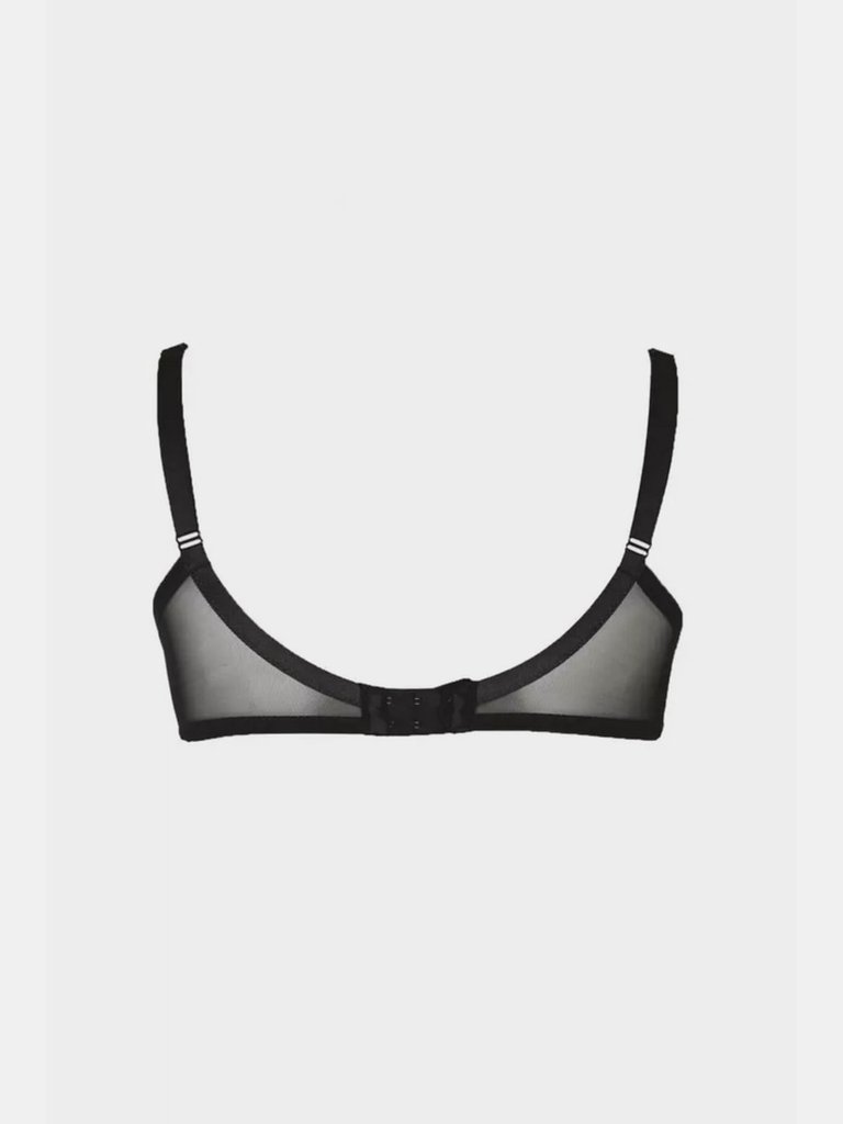 Womens/Ladies Spotted Embroidered Bra- Black
