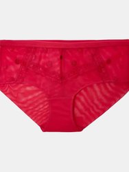 Womens/Ladies Spotted Embroidered Midi Brief - Hot Pink