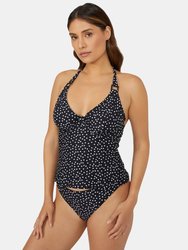 Womens/Ladies Spotted Non-Padded Tankini Top - Monochrome
