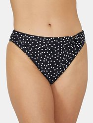 Womens/Ladies Spotted Ring Detail Bikini Bottoms - Monochrome