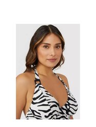 Womens/Ladies Zebra Print Non-Padded Tankini Top