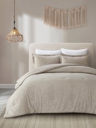 Grace Living - Aalayah Cotton Comforter Set With Pillow Shams - Beige