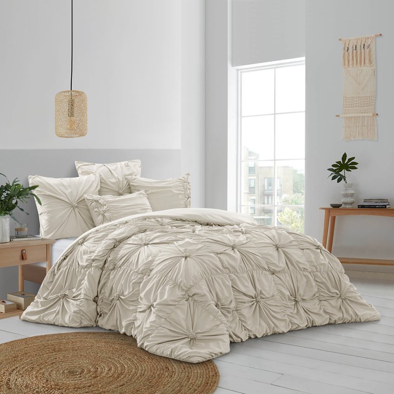 Grace Living - Bethel Polyester Comforter Set With Pillow Shams, Euro Shams - Beige