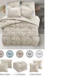 Grace Living - Bethel Polyester Comforter Set With Pillow Shams, Euro Shams