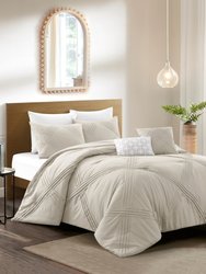 Grace Living - Caitlynn Polyester 5pc Comforter Set With 2 Pillow Shams, 2 Decorative Pillows, 1 Comforter - Beige