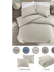 Grace Living - Isela Cotton 3pc Duvet Set With 2 Pillow Shams, 1 Duvet Cover