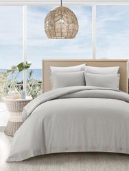 Grace Living - Isela Cotton 3pc Duvet Set With 2 Pillow Shams, 1 Duvet Cover - Light Grey