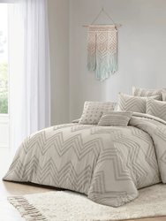Grace Living - Julieth Polyester Duvet Set With Pillow Shams, Duvet Cover, Euro Shams, Decorative Pillow - Beige