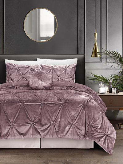 Grace Living Grace Living - Nilah Velvet 5pc Comforter Set With Maple 2 Pillow Shams, 1 Decorative Pillow, 1 Comforter, 1 Bed Skirt  product