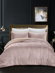 Grace Living - Tillie Velvet 3pc Comforter Set With 2 Pillow Shams, 1 Comforter - Blush King