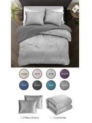 Grace Living - Tillie Velvet 3pc Comforter Set With 2 Pillow Shams, 1 Comforter