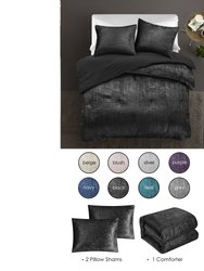 Grace Living - Tillie Velvet 3pc Comforter Set With 2 Pillow Shams, 1 Comforter