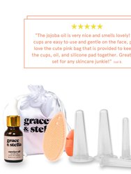 facial cupping massage set w/ bonus jojoba oil