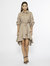 High-Low Shirtwaist Dress With Pinched Detail Sleeves