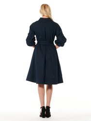 High-Low Shirtwaist Dress With Pinched Detail Sleeves