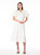 Puffed Sleeve V-Neck Button Down Long Dress - White