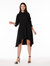 Rounded Collar 3/4 Split Cuff Sleeve Midi Dress - Black