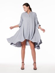 Rounded Collar 3/4 Split Cuff Sleeve Midi Dress