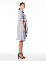 Rounded Collar 3/4 Split Cuff Sleeve Midi Dress