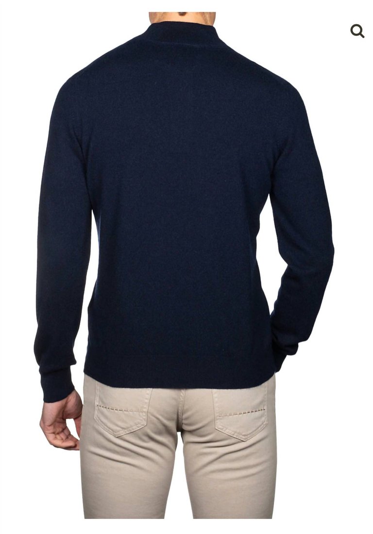 Navy Cashmere Half-Zip Sweater