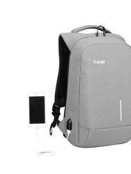 15.6" Laptop Backpack Large USB Charging Travel Waterproof School Bag For Men Or Women - Grey