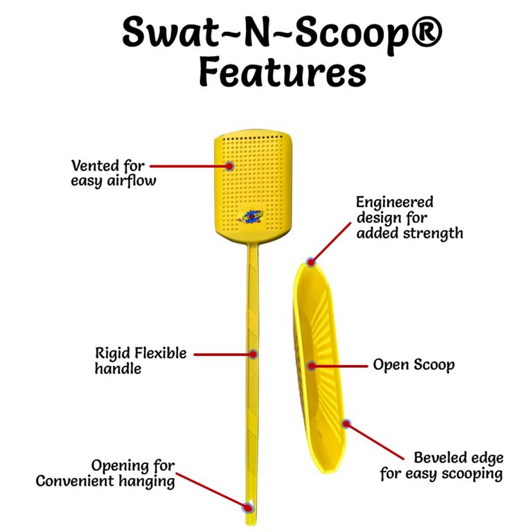 2 Pack Swat-N-Scoop Easily Remove Any Pest That Crawls Or Flies from A Safe Distance