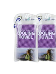 2kool Sports Cooling Towel 2 Pack Pouch With Carabiner Instant Chilly Towels For Sports, Workout, Yoga, Fitness, Gym, Pilates, Travel, Camping & More