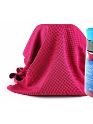2kool Sports Cooling Towel With 13.5 Oz. BPA Free Tritan Water Bottle For Sports, Workout, Yoga, Fitness, Gym, Pilates, Travel, Camping & More - Hot Pink