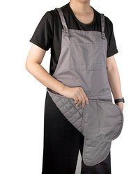 Adjustable 31" Apron with Oven Mitts Built In - Gray