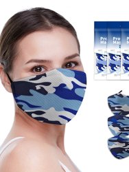 Adult Non-Medical Mask With Filter - 3 Pack Set - Blue Camo