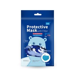 Child Protective Face Mask And Disposable Air Filter - Blue Camo