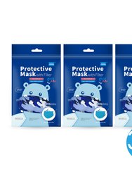 Child Size Non-Medical Mask with Filter - 3 Pack Set - Blue Camo