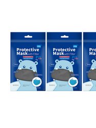 Child Size Non-Medical Mask with Filter - 3 Pack Set - Grey