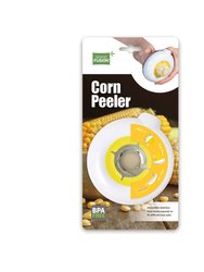 Corn Peeler With Circular Stainless Steel Blade Strips Corn Cob Cleanly - Plastic Container With Pouring Spout Catches Kernel