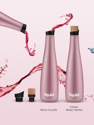 Icy Bev Kooler, Wine Carafe & Water Bottle, Double Wall Vacuum-Sealed Stainless Steel Keeps Wine Ice Cold - Rose Gold 2pk