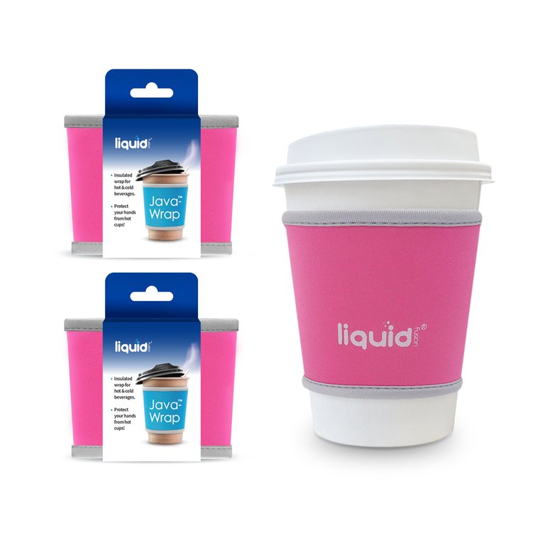 Java-Wrap Small - 3 Pack Set, Insulated Reusable Neoprene Travel Coffee Cup Sleeve - Pink