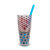 Jumbo Size Silicone Shake Straws & Brush, Reusable (6)